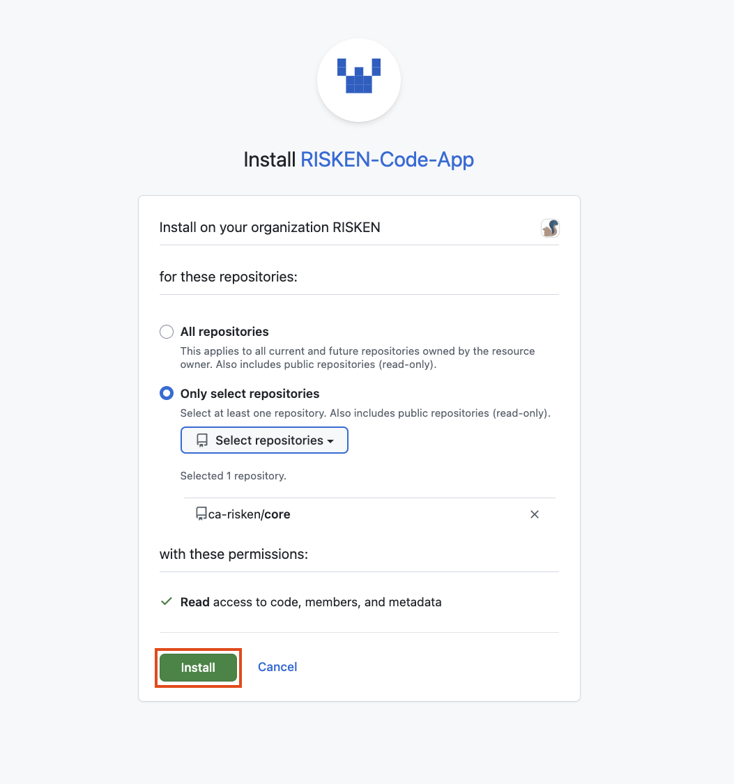 GitHub Appのインストール確認